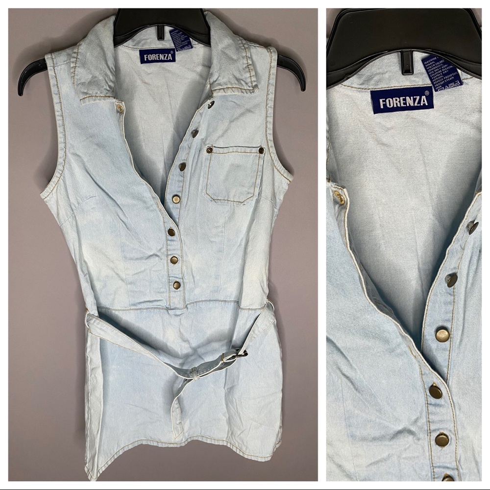 Vintage Forenza light denim jean romper dress